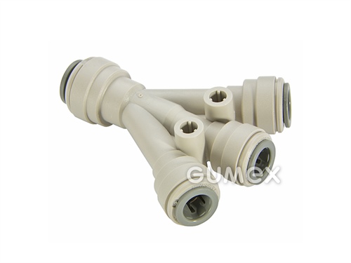 Dreifachverteiler JOHN GUEST 1/2", für Rohre 3/8", O-Ring NBR, Acetalcopolymer, grau, 